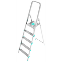 Colombo Libellula S107A05W, 5 gradini, 1.06 m - Scalandrino in alluminio con cavalletto - Altezza stimata operativa 2.06 m