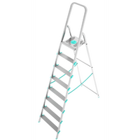 Colombo Libellula S107A08W, 8 gradini, 1.74 m - Scalandrino in alluminio con cavalletto - Altezza stimata operativa 2.74 m