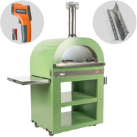Clementi Gold - Forno a legna per pizza da esterno con carrello - Camera di cottura 80 x 60 - 4 pizze - Verde