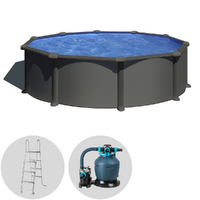 Gre Anthracite Rotonda &Oslash;460 x 132 cm - Piscina fuori terra in acciaio