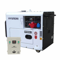 Hyundai DHY8000SE3 - Generatore di corrente diesel silenziato carrellato con AVR 6.3 kW - Continua 6 kW Trifase + ATS