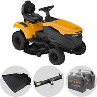 Stiga Tornado 398e - Kit Trattorino tagliaerba con 2 moduli batteria ePower Pro da 56V/40Ah - Scarico laterale e mulching