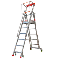 OUTLET - DIFETTI ESTETICI - Facal Cast&agrave; CTA-6, 5 gradini, 2.60 m - Scala in alluminio pieghevole su ruote - Altezza stimata operativa 3.39 m